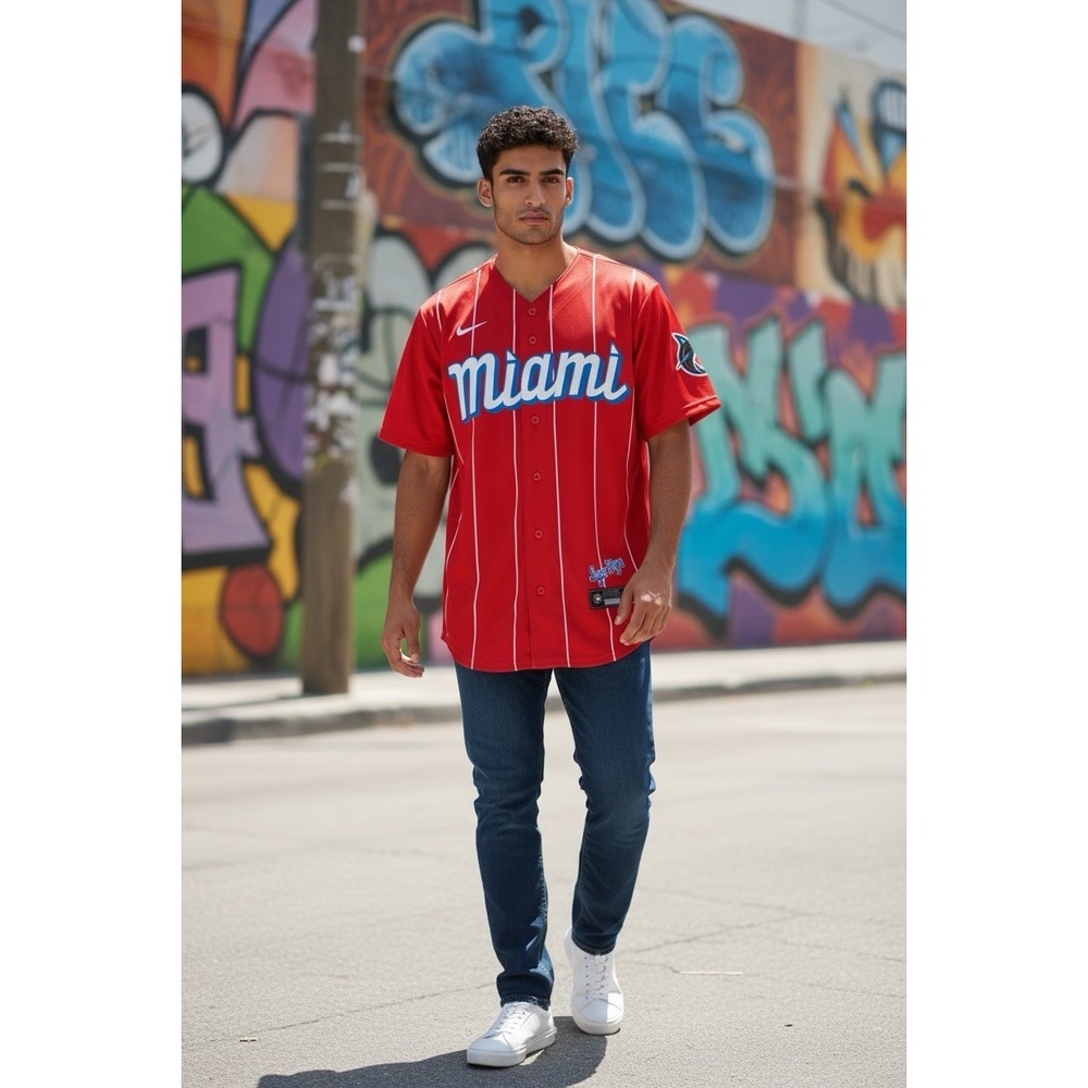 Nike Brian Anderson Miami Marlins City Connect Jersey Red Size Small S